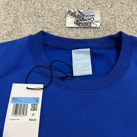 New Nike x NOCTA Drake Crewneck Cotton Sweater Sweatshirt Royal Blue Mens Size - Picture 5 of 5
